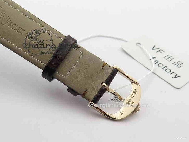 Brown On VF Date Best Cellini Dial A3165 White Strap RG Stick Markers Leather Edition 0104